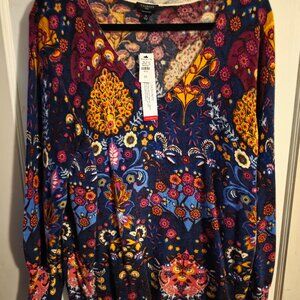 Talbots cashmere navy print sweater